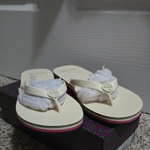 Tory Burch Cream Sandals MINI minnie Flip Flop NEW ivory SIZE 8